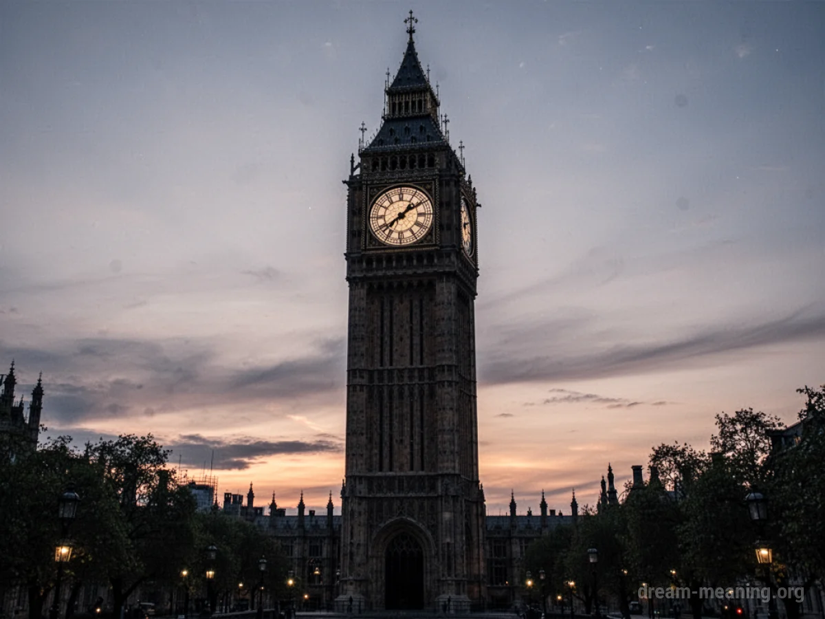 A large stone clock tower with a blank face where the clock should be.