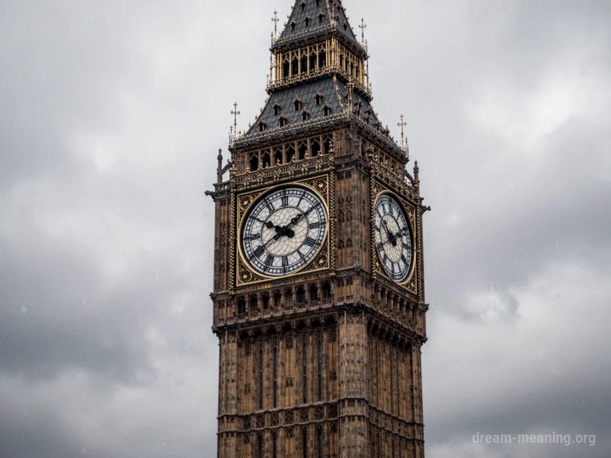 A stone clock tower with its hands unmoving on the face.