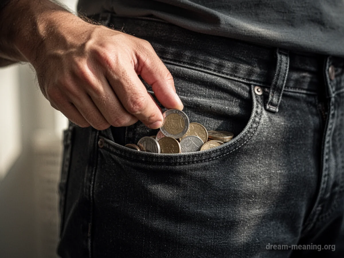 A hand reaching into an empty pocket.