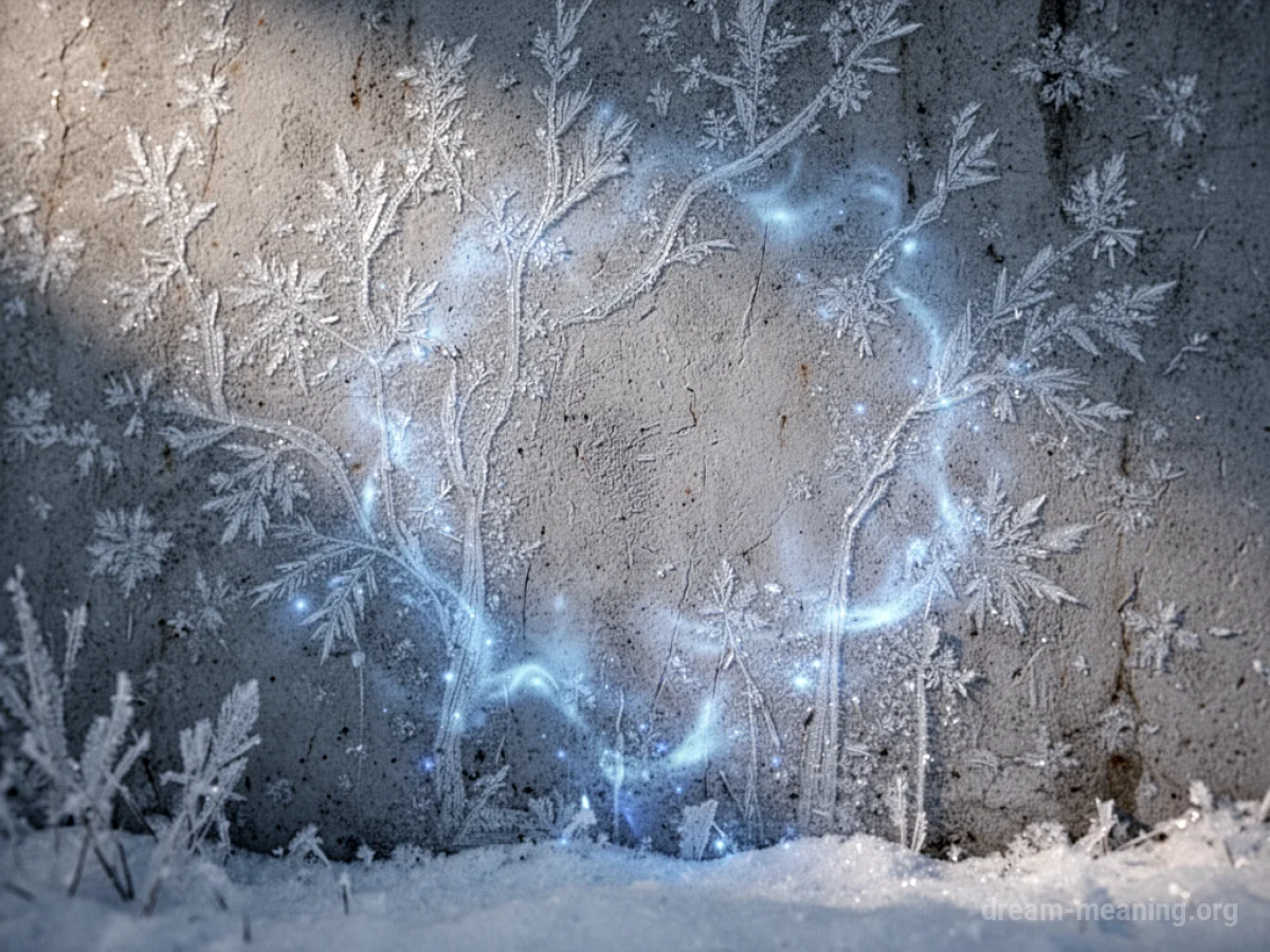 A section of a wall covered in frost.