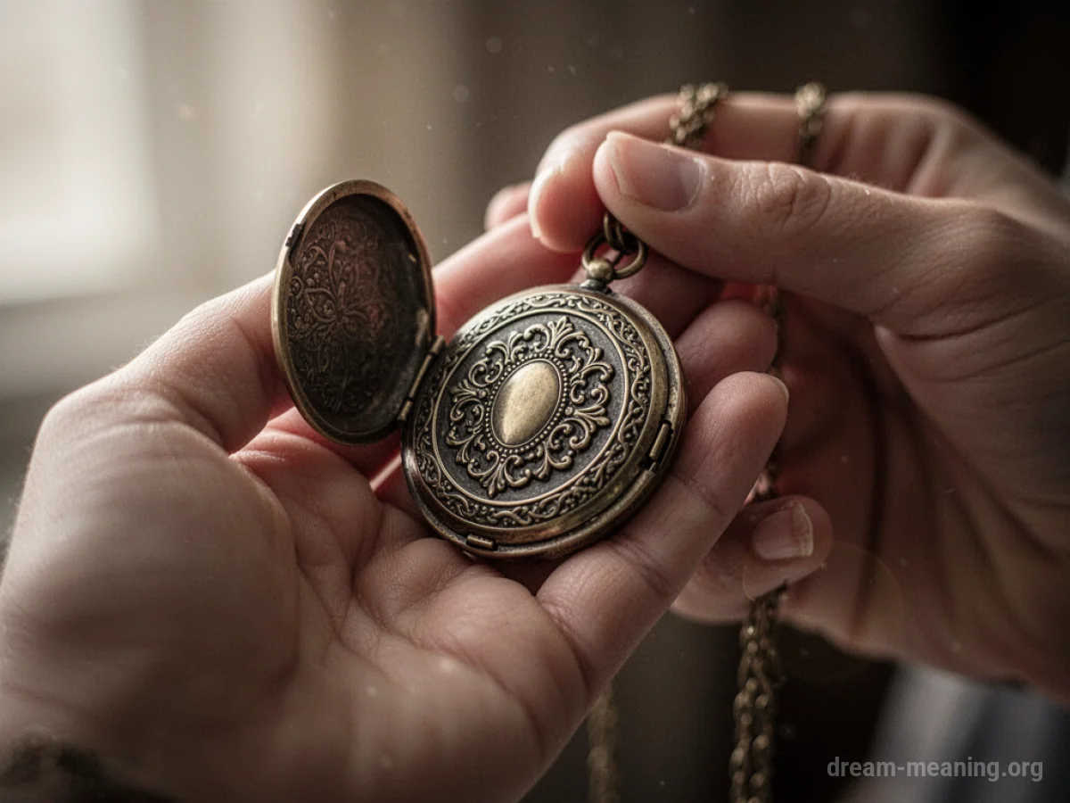 A hand holding an ornate antique locket.