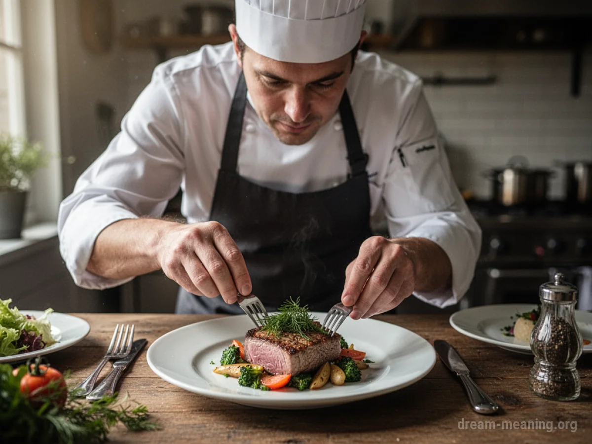 A person plating a gourmet dish.
