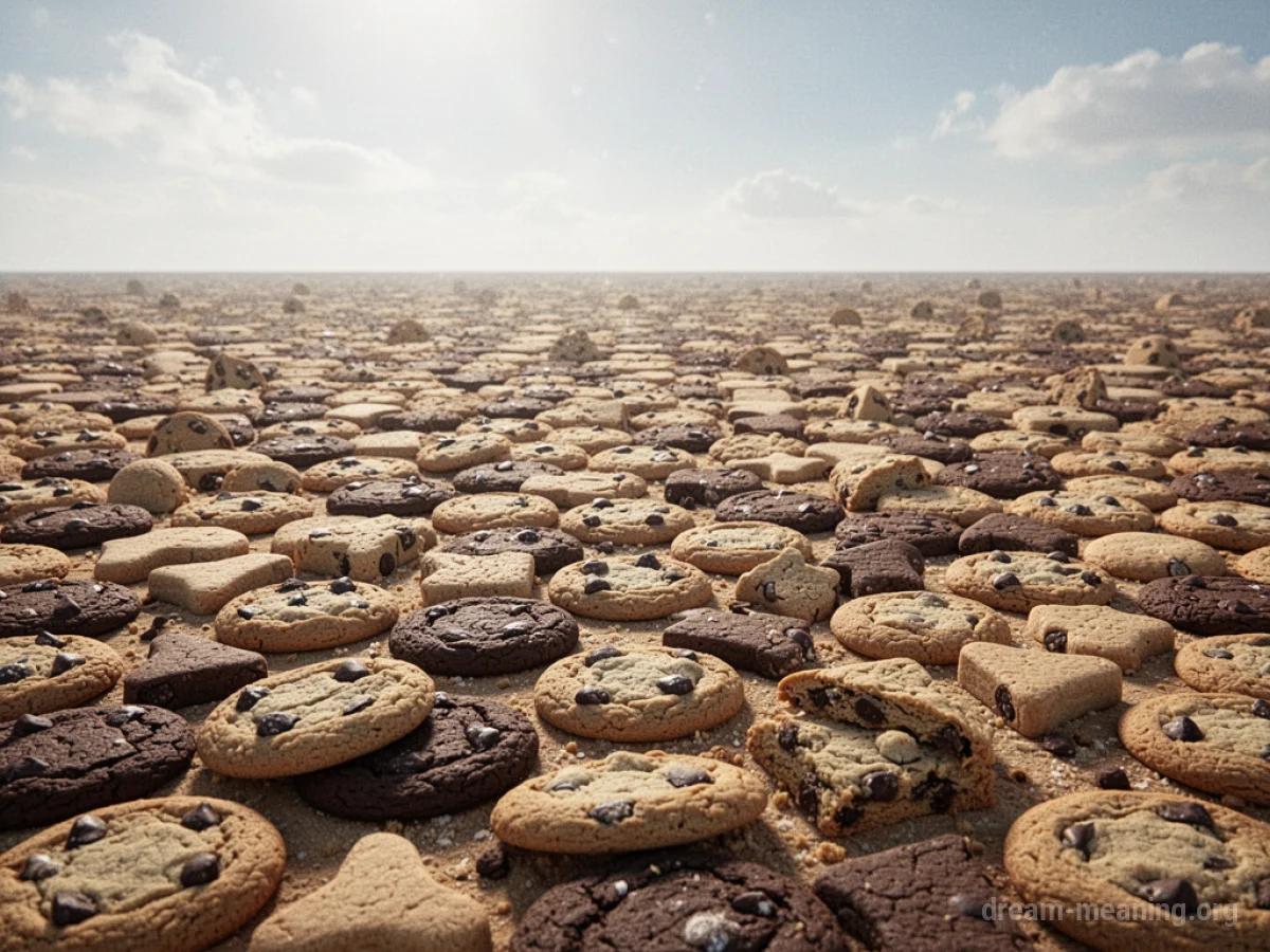 An expansive scene covered completely with cookies.