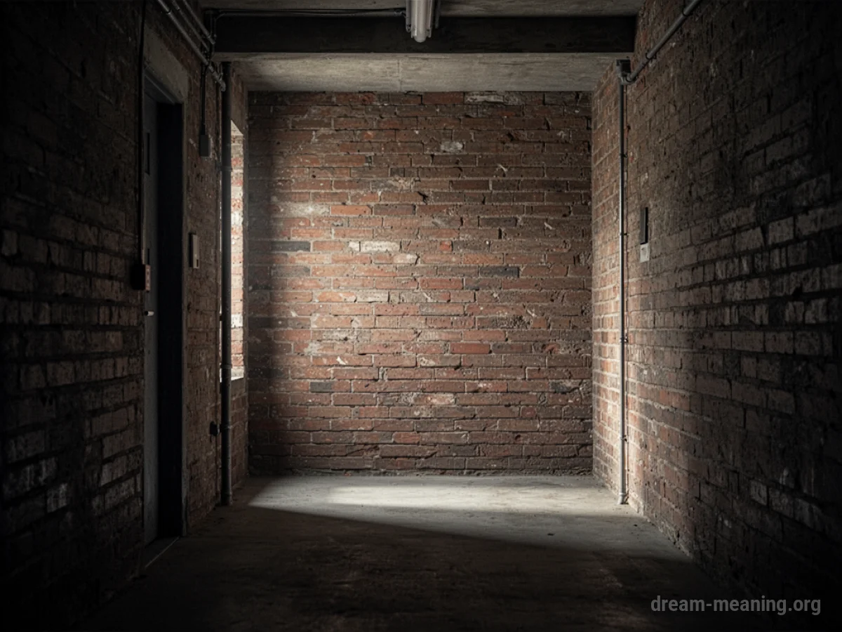 A long, narrow corridor ending abruptly in a solid brick wall.