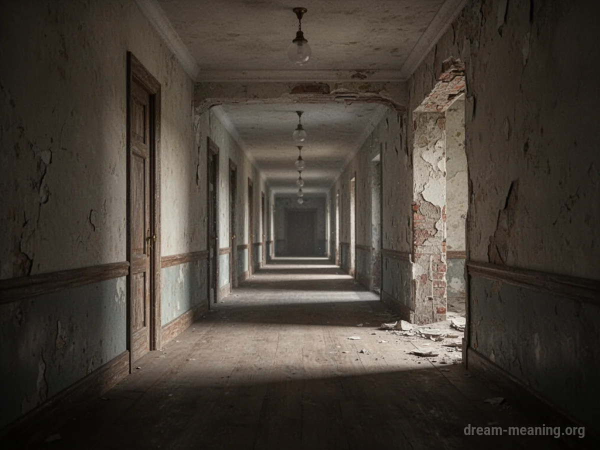 An unexpected opening appears in a long, straight corridor.