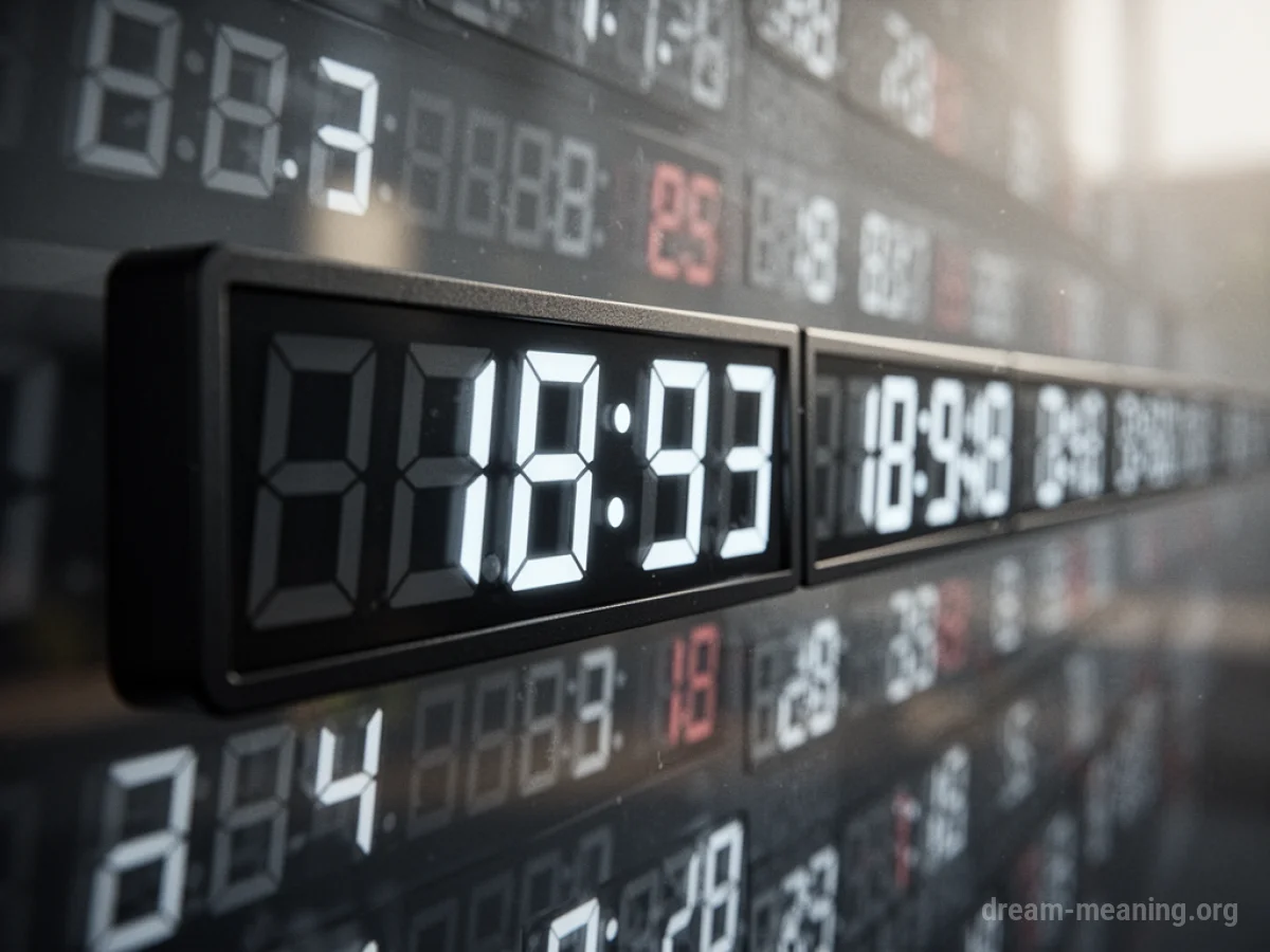 A digital timer with numbers changing rapidly, fading into a blurry background.