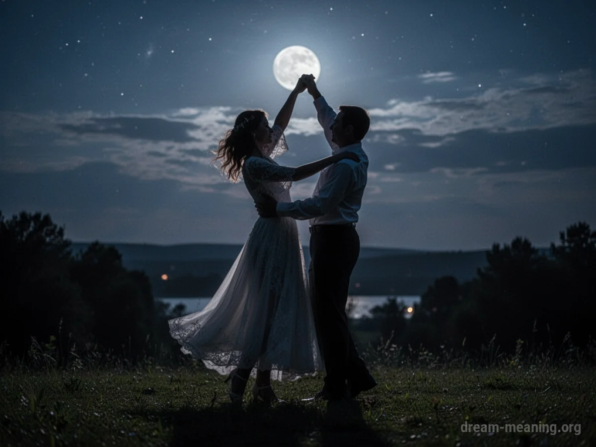 Silhouette of a couple dancing.
