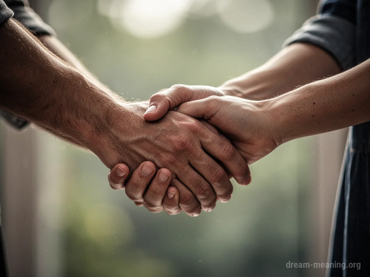 Close-up of two hands clasped together.
