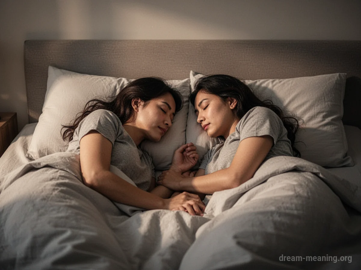 A couple resting together in a bed.