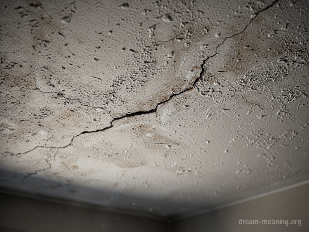 A narrow fissure across a plain white ceiling.
