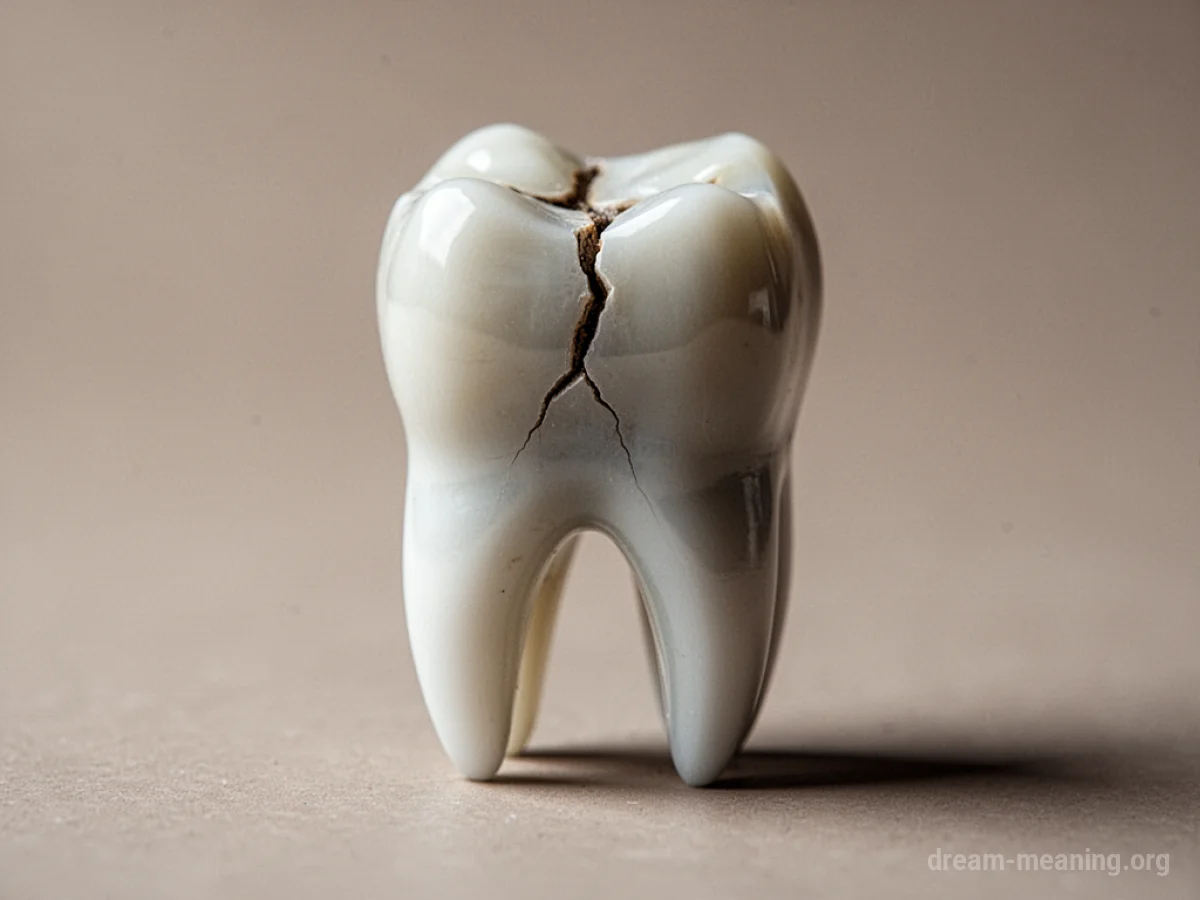 A single tooth with a noticeable crack.