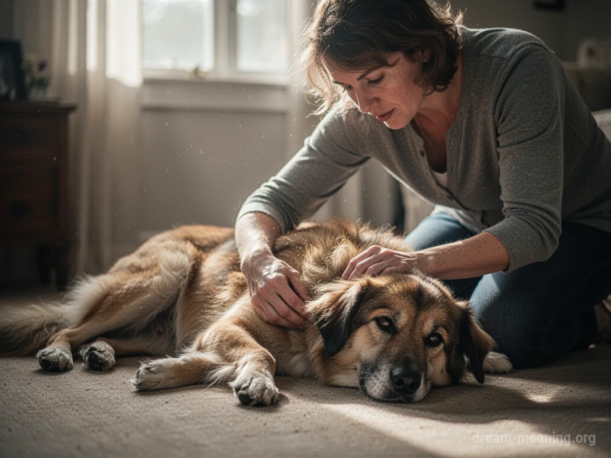 A person's hands carefully applying a bandage to a dog's paw.