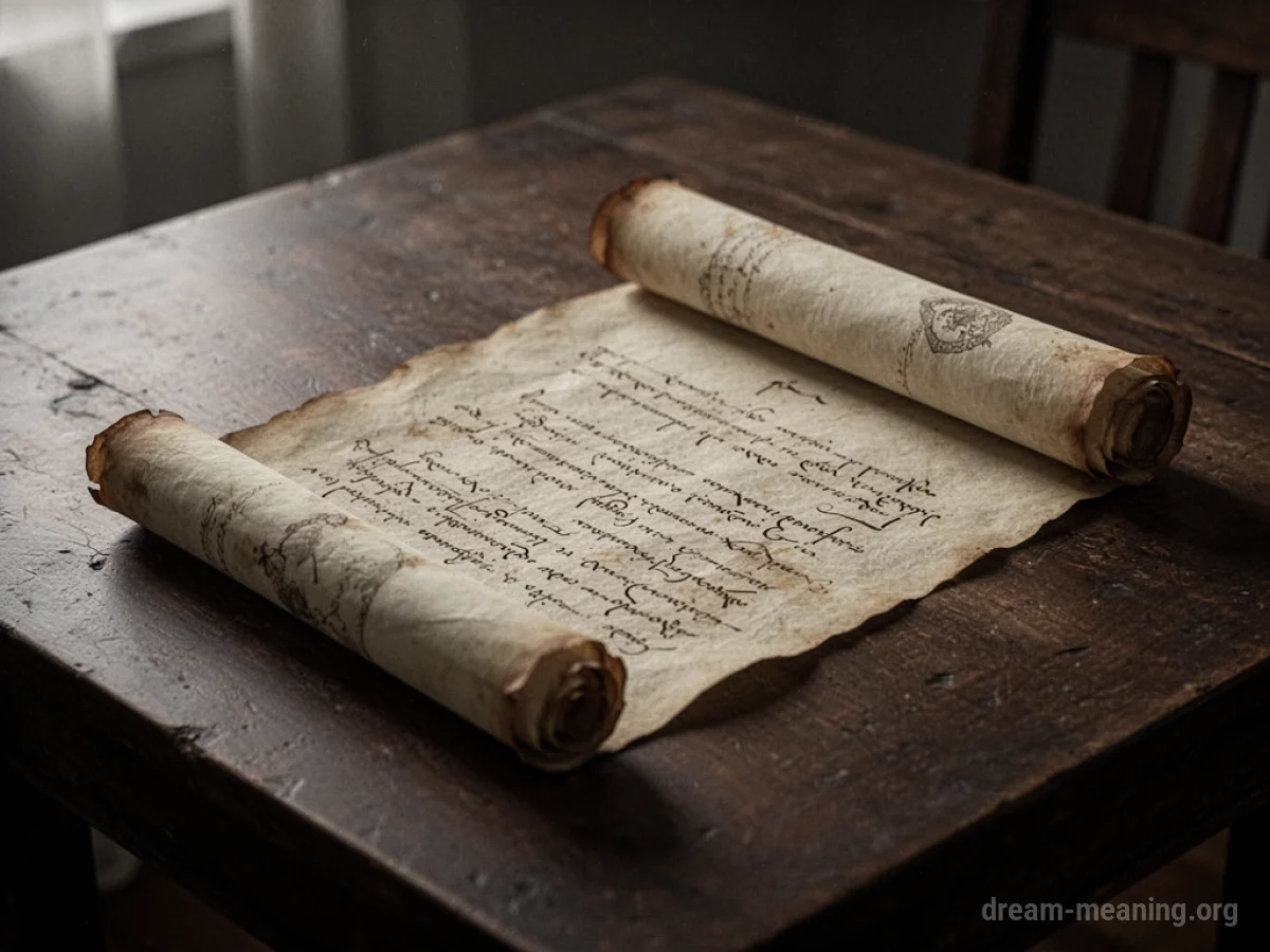 An old scroll with writing on it.