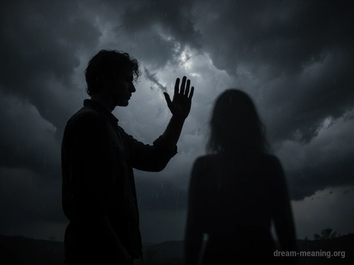 Silhouette of a hand raised in a cursing gesture casting a shadow.