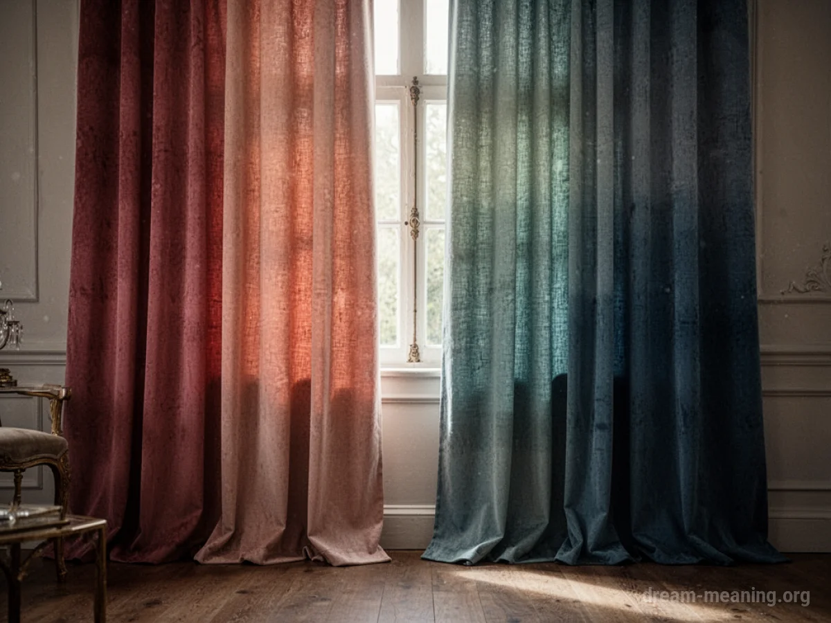 Fabric curtains in a room changing their color.