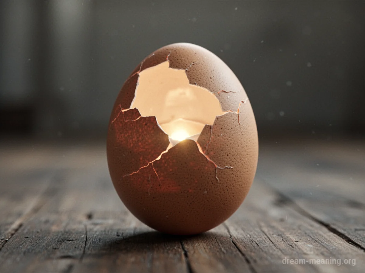 A cracked egg with light showing through.