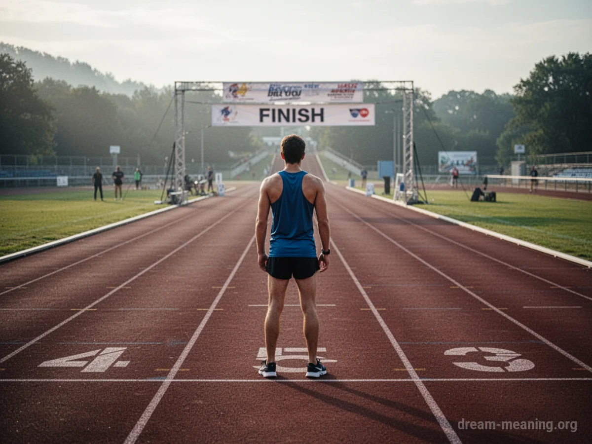 A person stands at the starting line of a race.