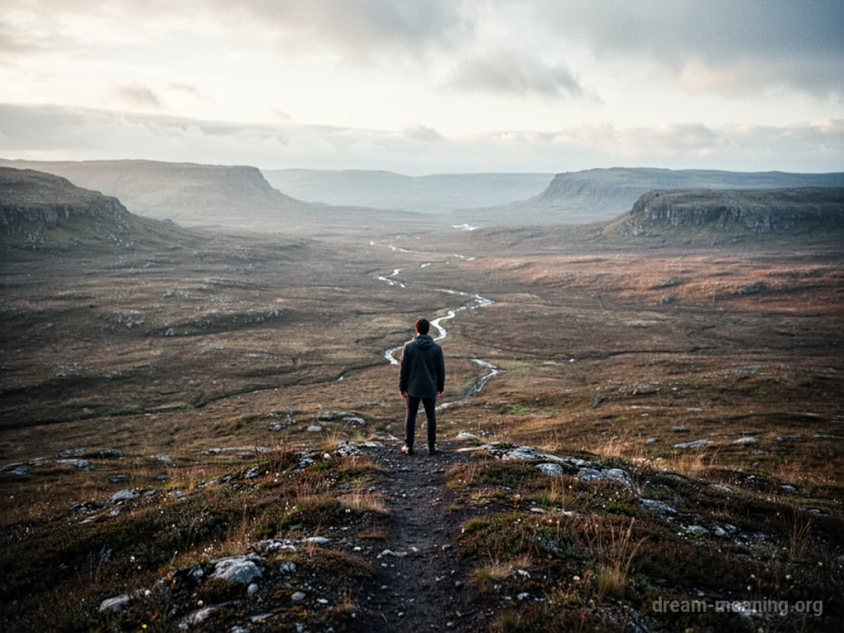 A person at the threshold of an expansive, unknown terrain.