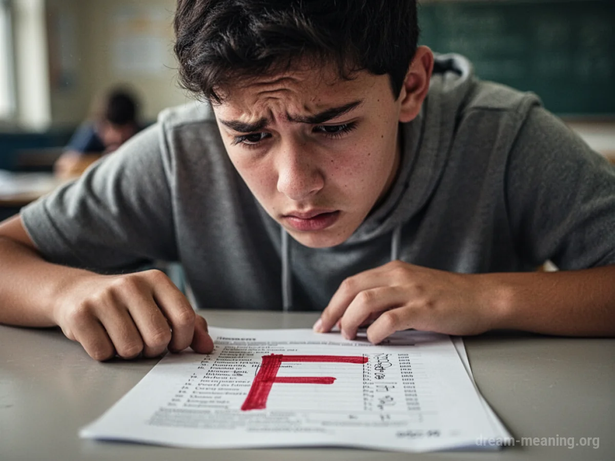 A student's test paper with a failing grade.