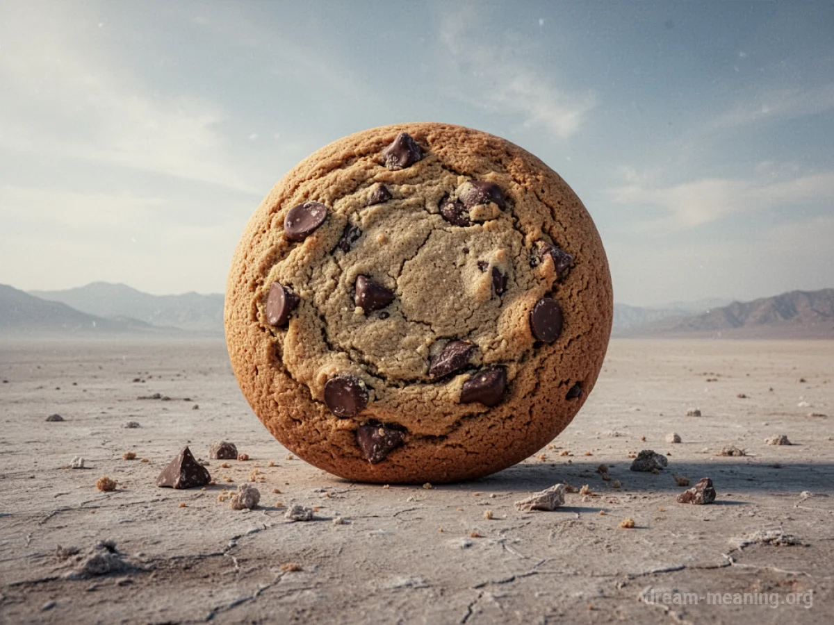 An enormous cookie placed in a wide, open field.