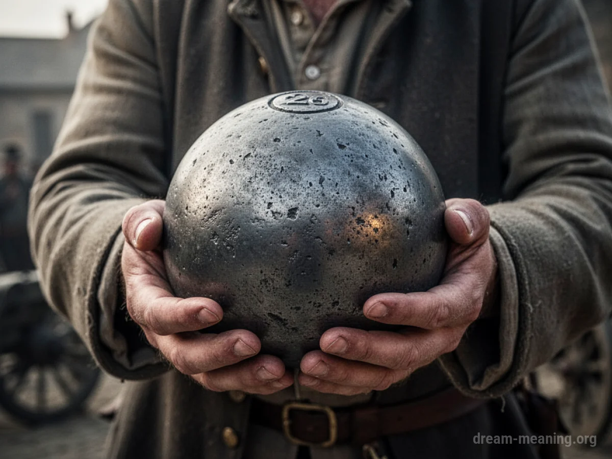 Hands holding a heavy cannonball
