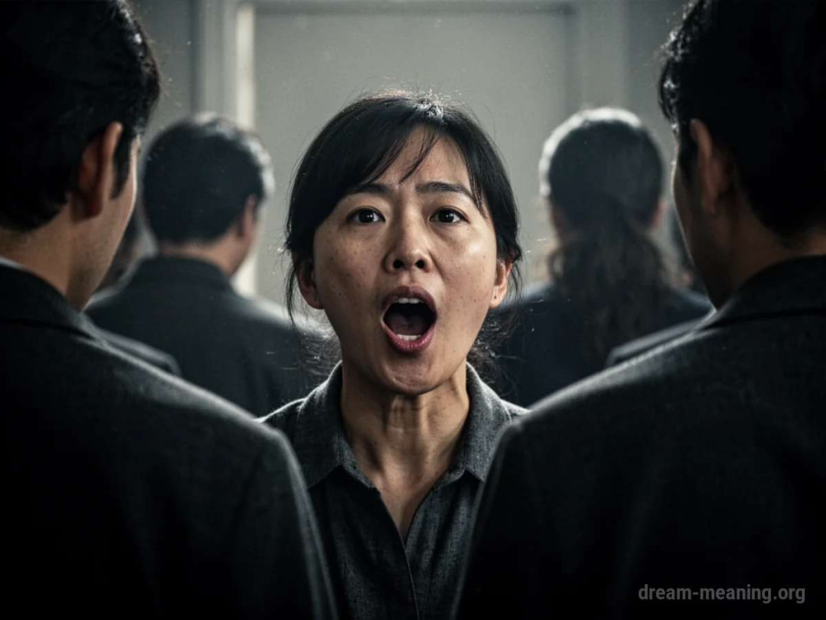 A person speaking to a group of people who are not looking at them.
