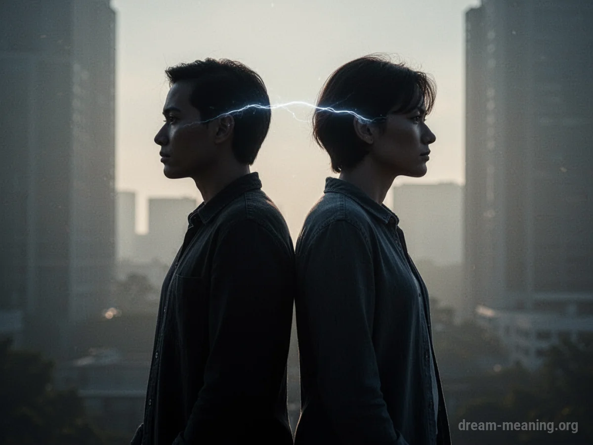 Two silhouette figures with a subtle light connecting them.