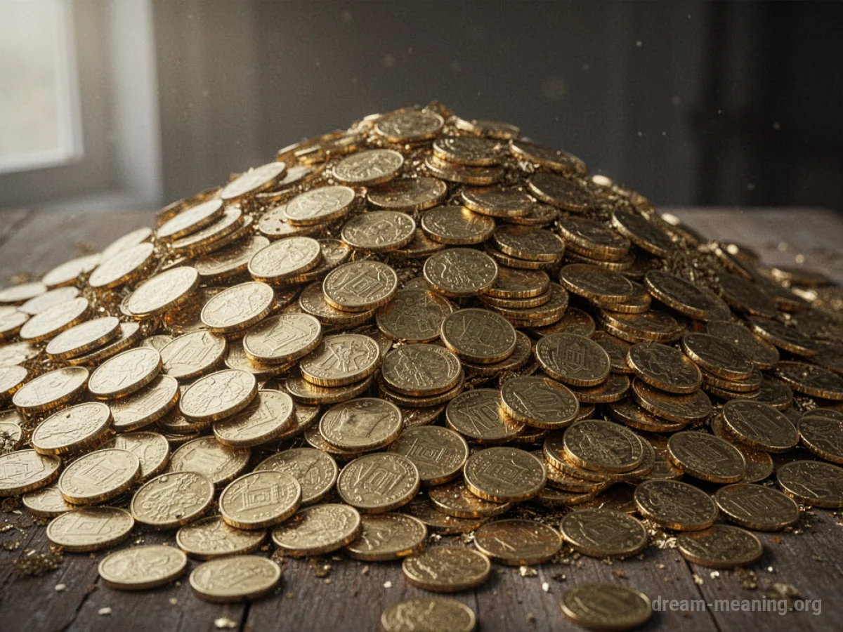 An enormous heap of shiny gold coins.