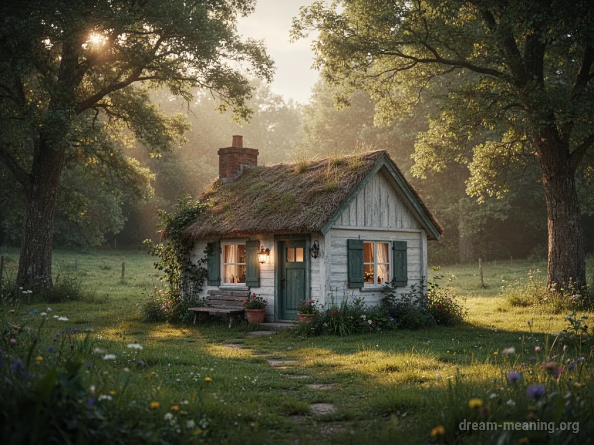 A small, cozy cottage surrounded by nature.