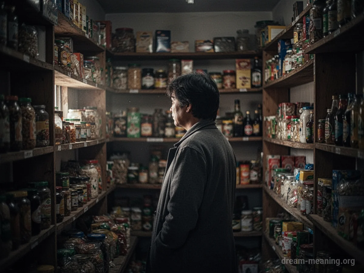 Person searching through shelves in a small, dimly lit shop.