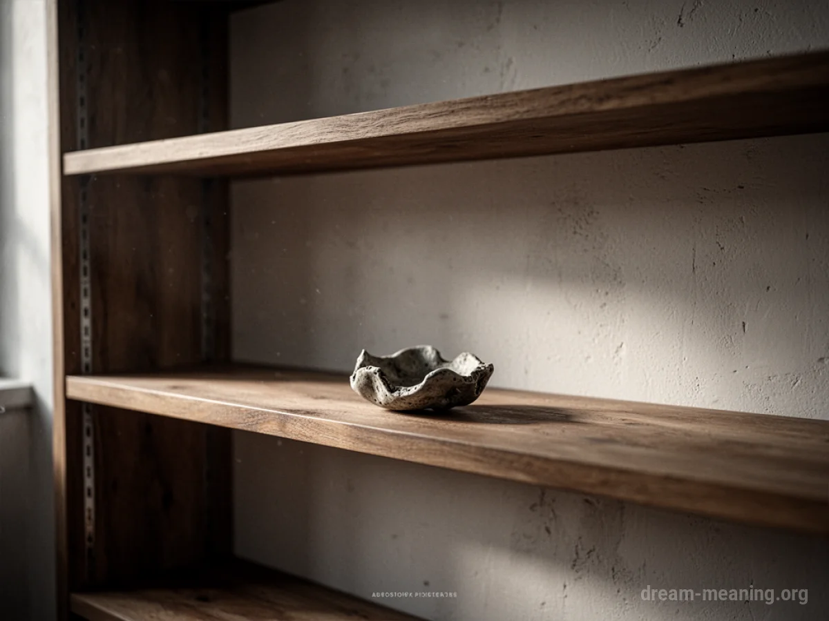 An empty display shelf with a single object.