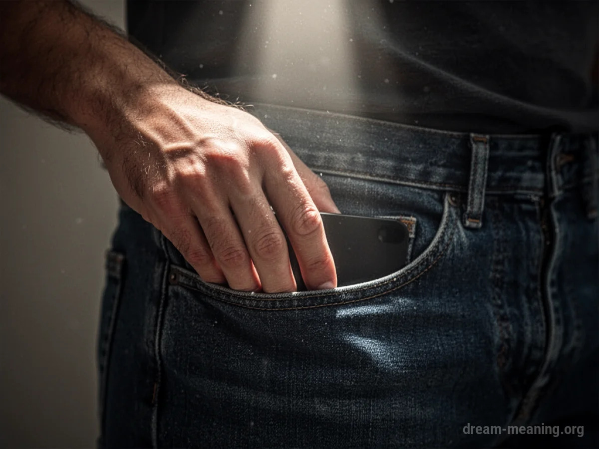 An empty pocket with a single beam of light shining into it.