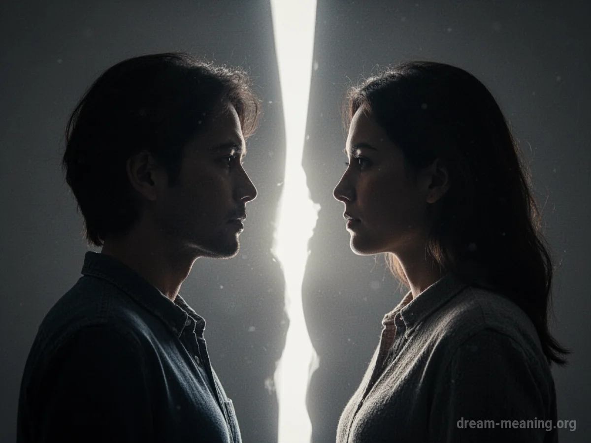 Silhouettes of two people with a widening space separating them.