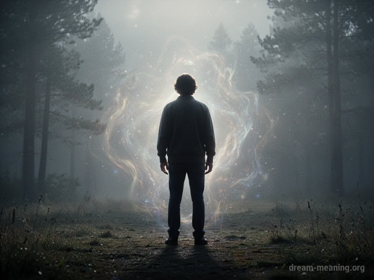 Silhouette of a person with a fading light aura.