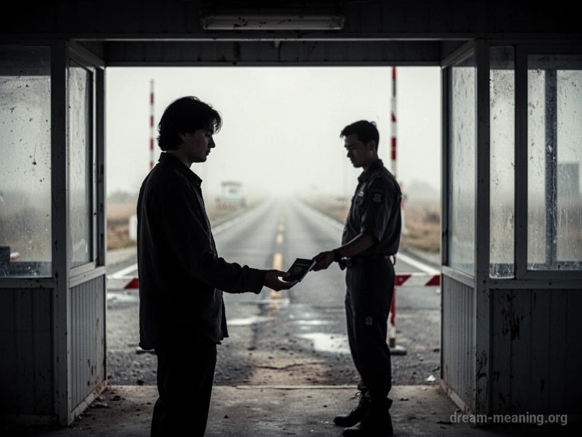 Person at a checkpoint with an empty hand.