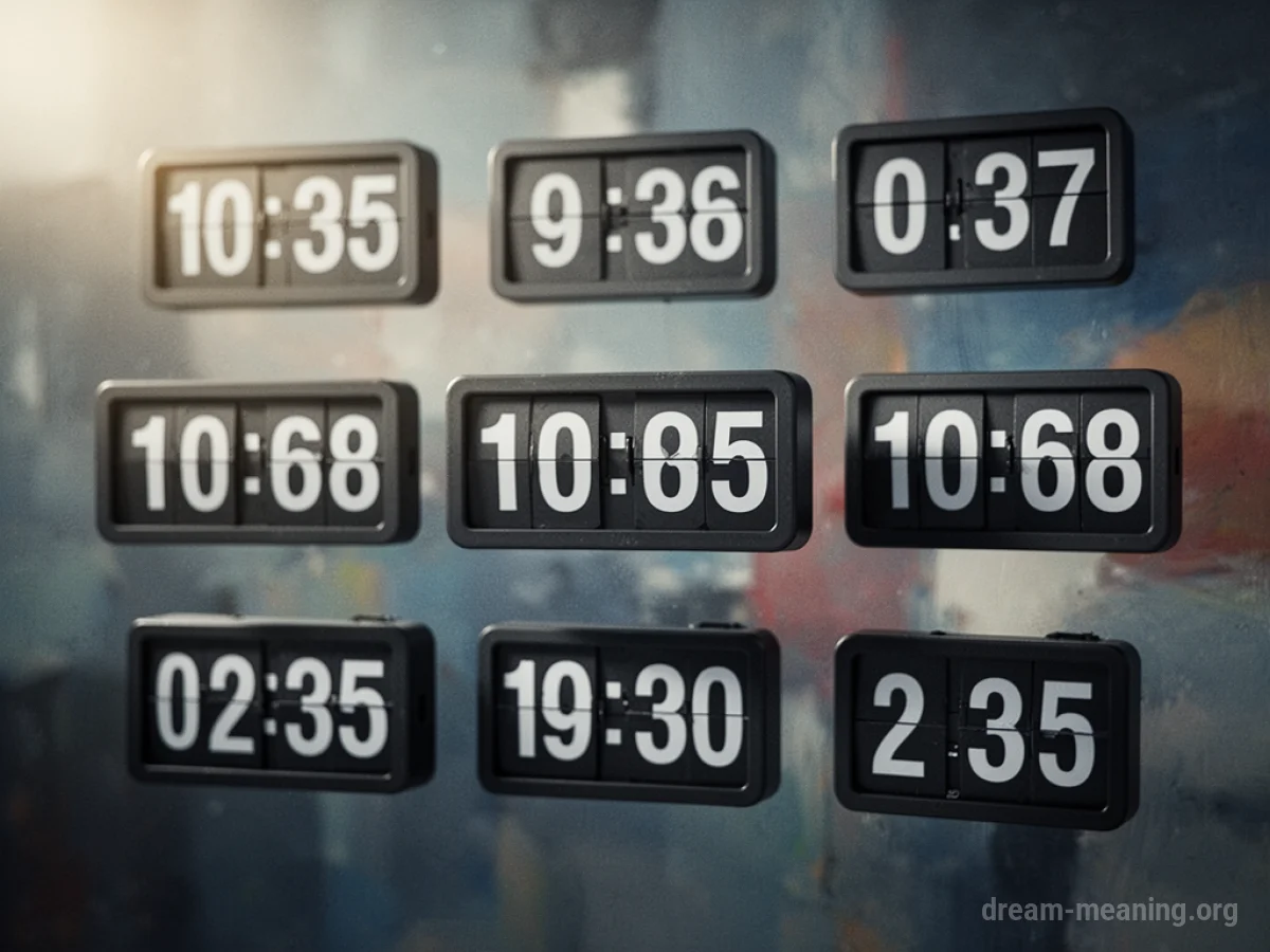 Numerous digital countdown timers showing different numbers.