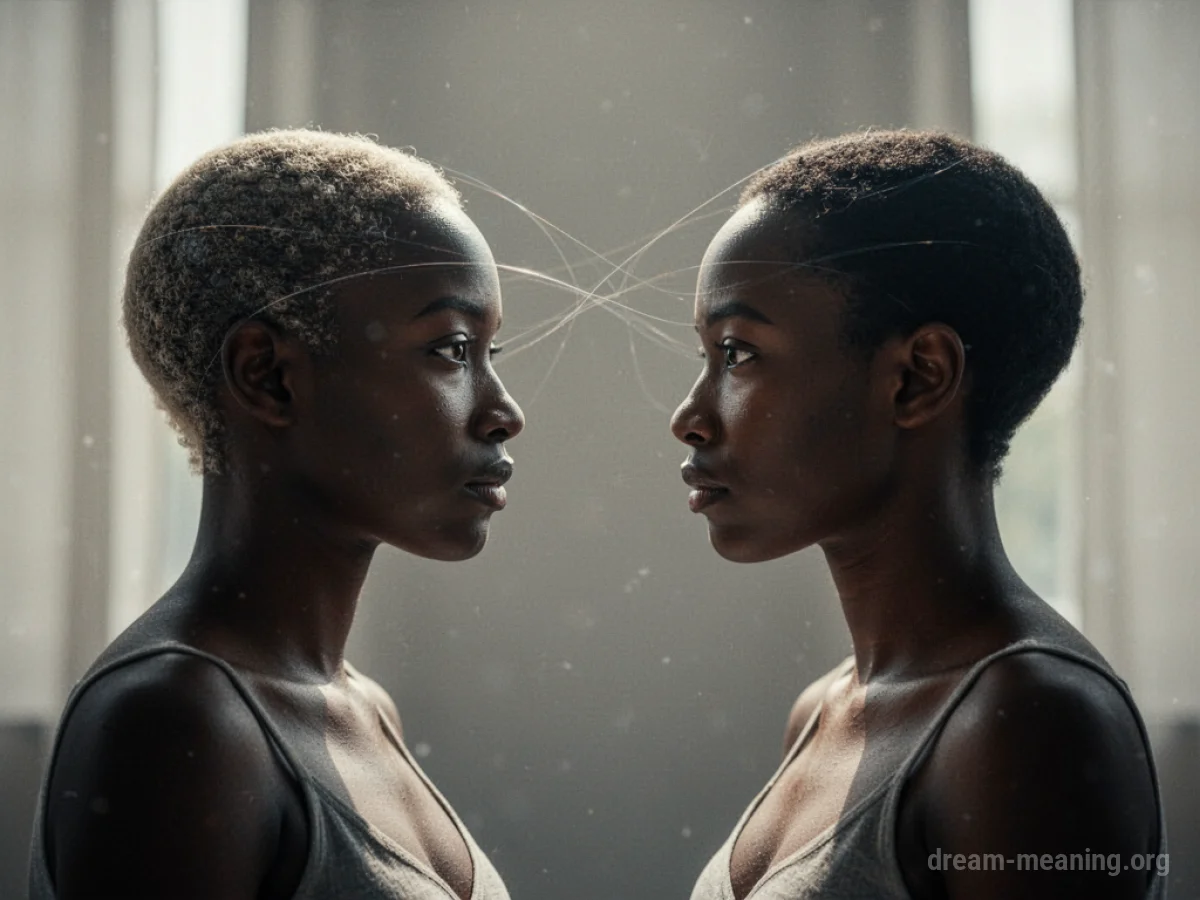 Two silhouetted figures facing each other with subtle light trails between them.