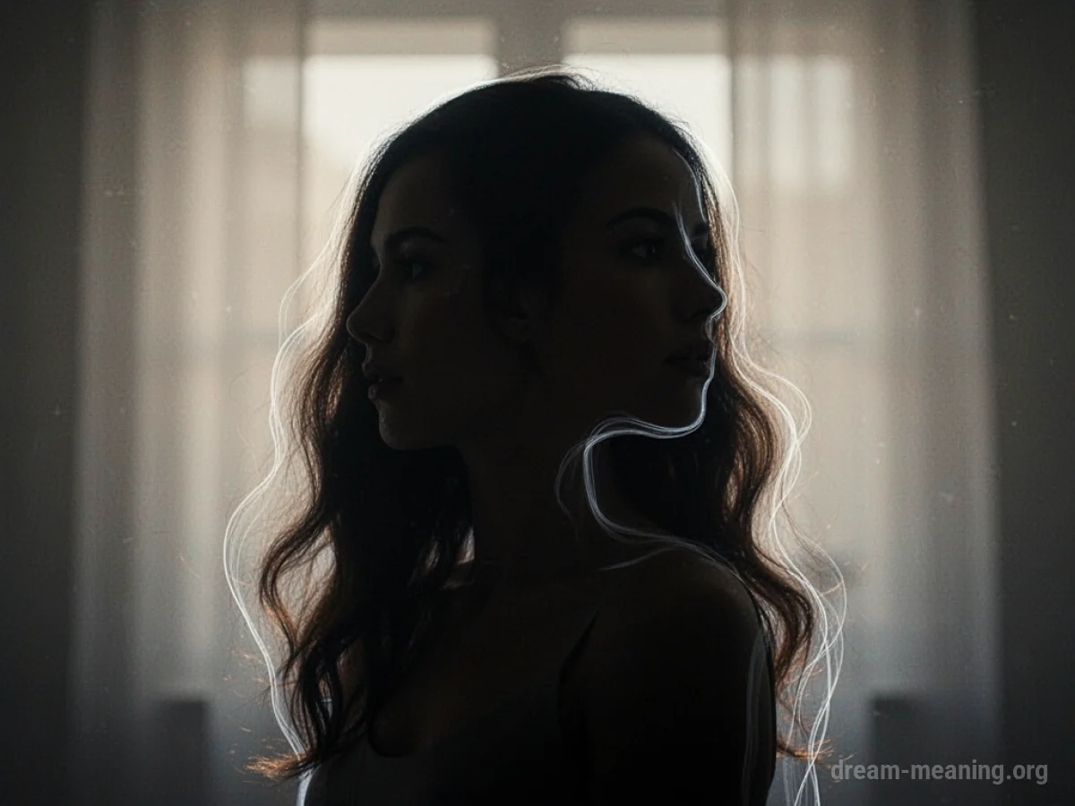 Silhouette of a woman with slightly blurred, changing edges.