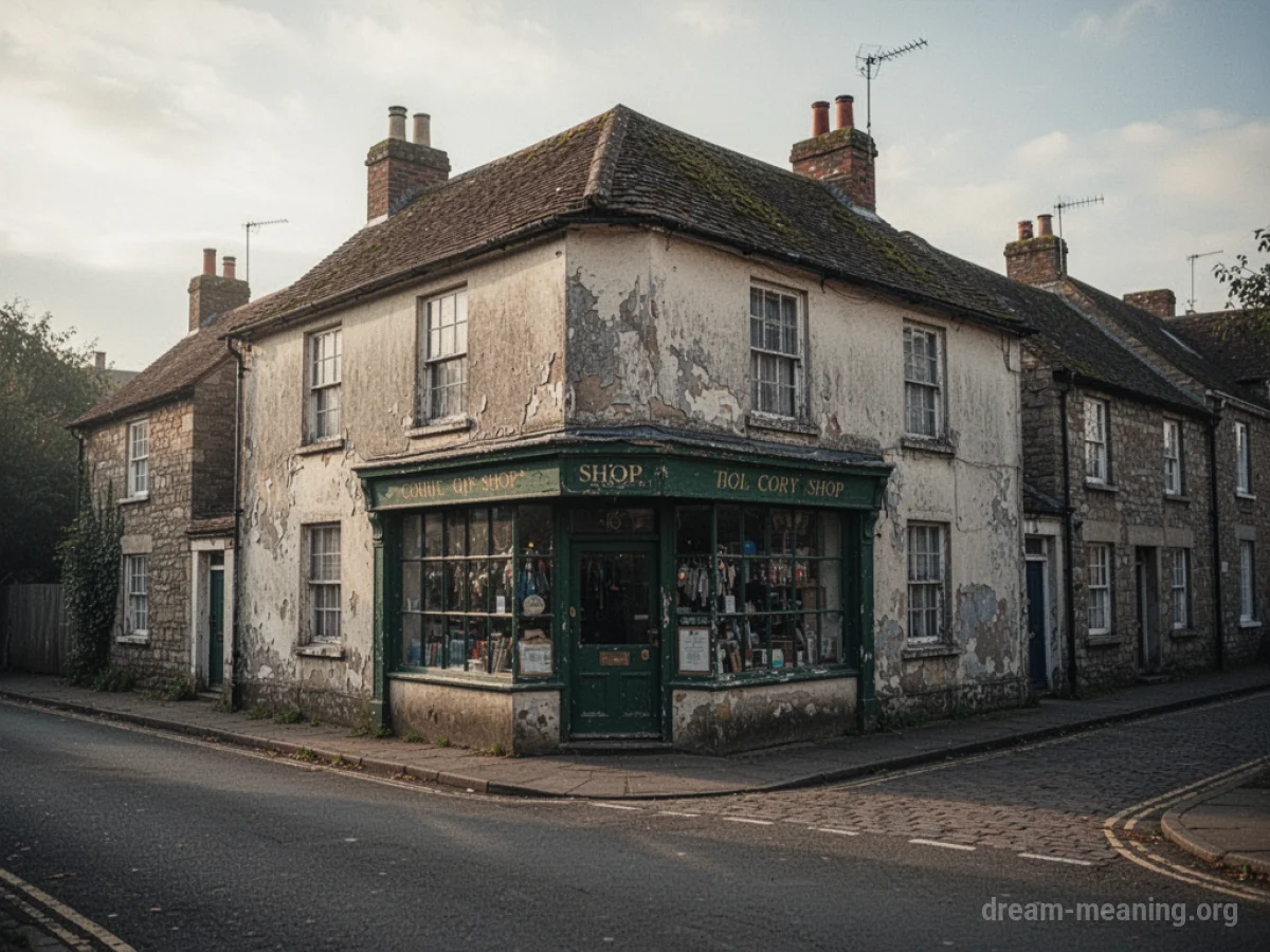 A small, vintage corner shop on a residential street.