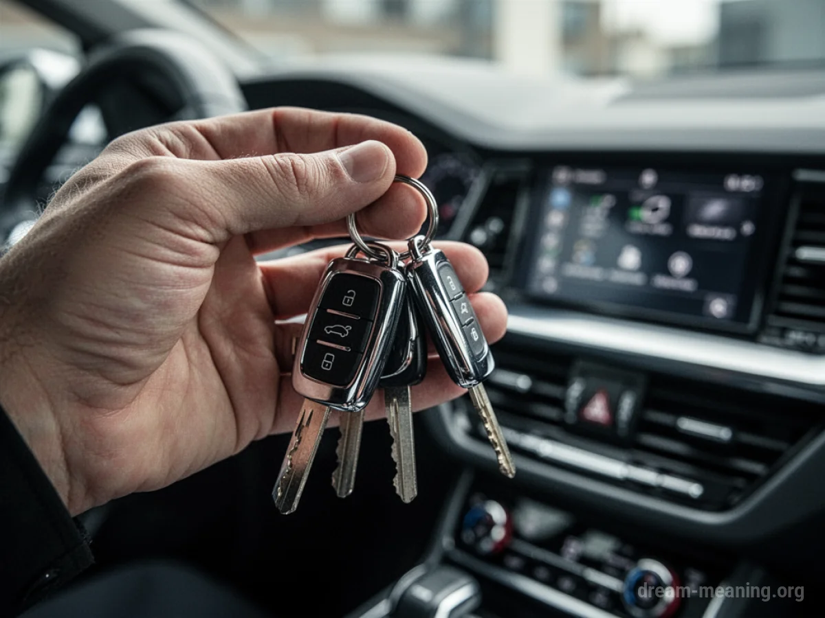 A person's hand holding a set of new car keys.