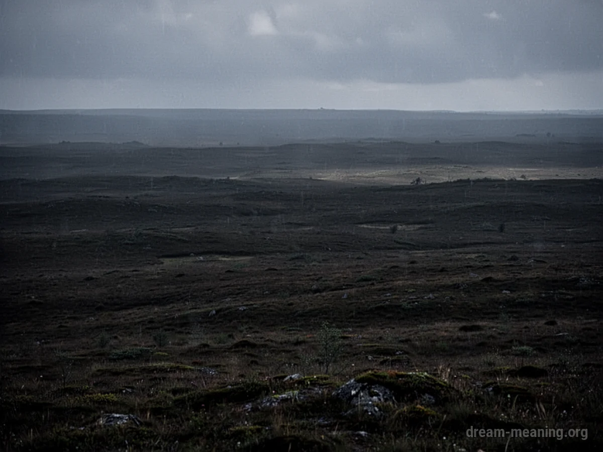 A completely dark landscape with no visible lights.