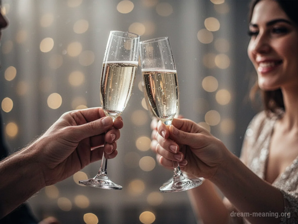 A hand offers a glass of champagne to someone else.