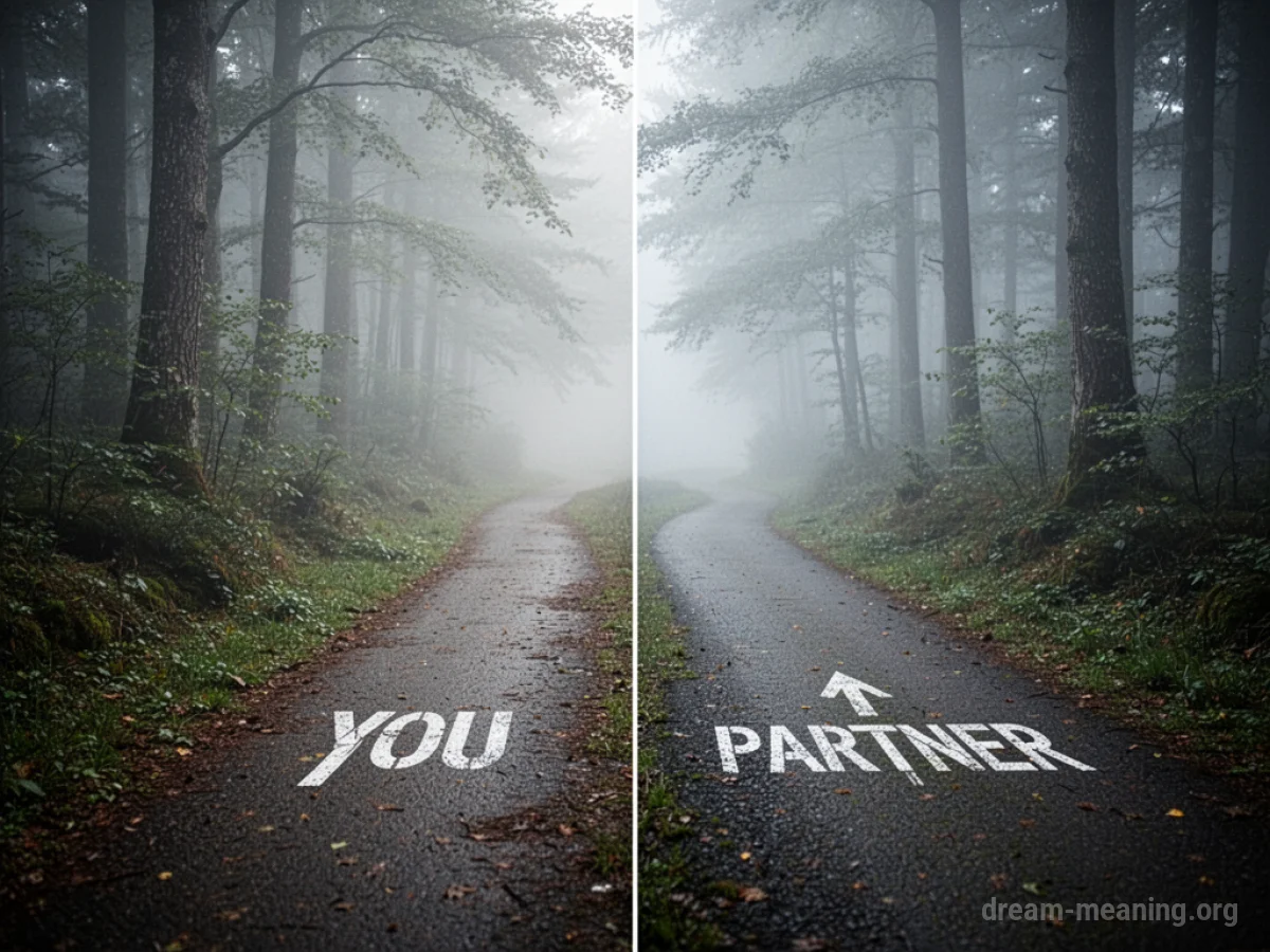 Two diverging paths in a forest.