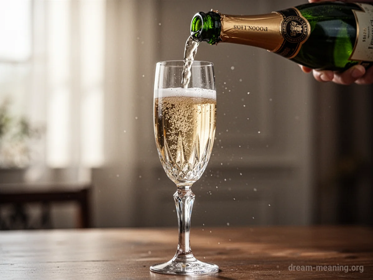 A close-up of champagne being poured into a glass.