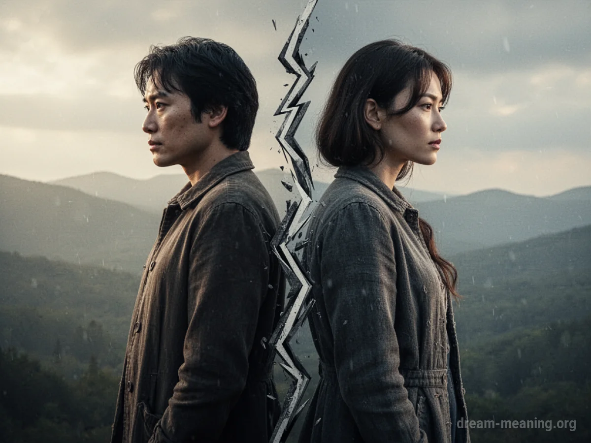 Two silhouetted figures facing away from each other with a visual separation.