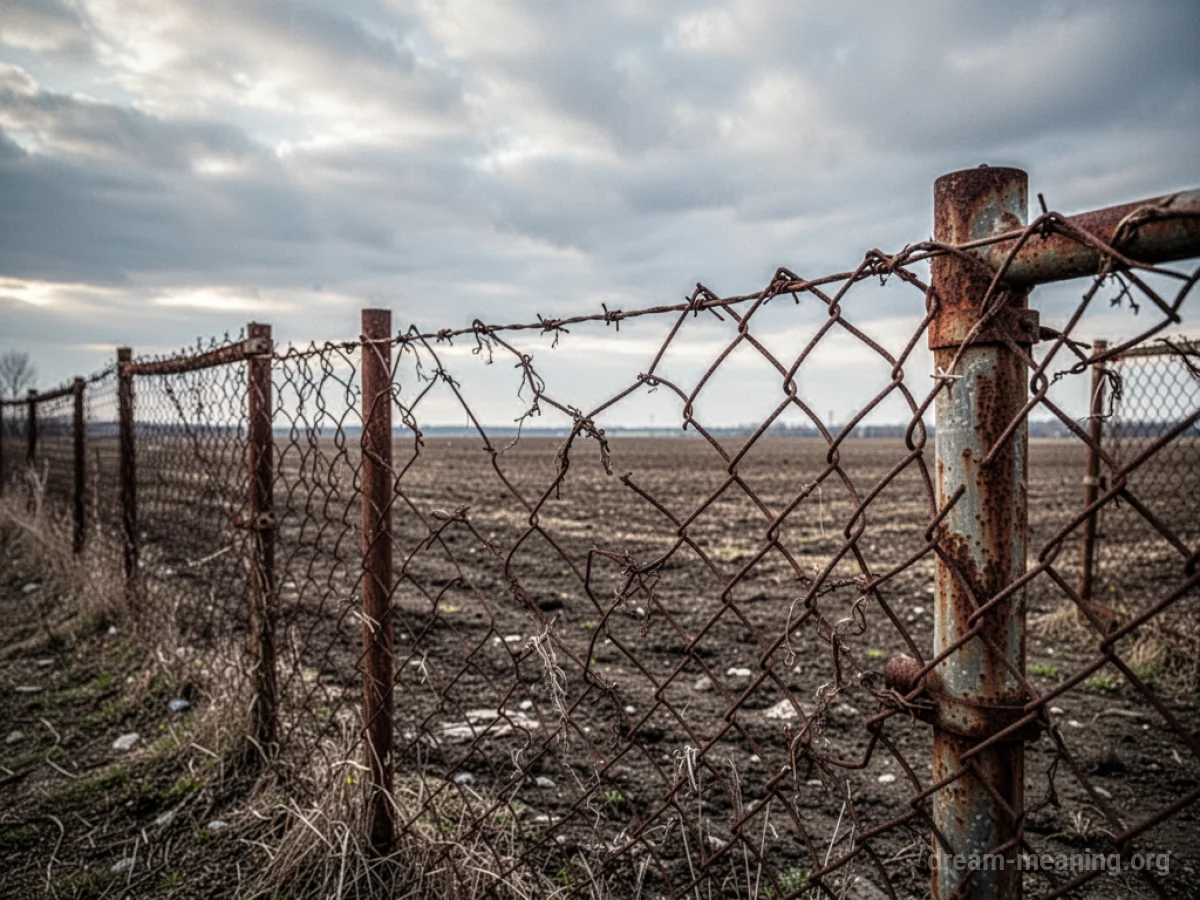 A close-up view of a rusty metal chain link fence.