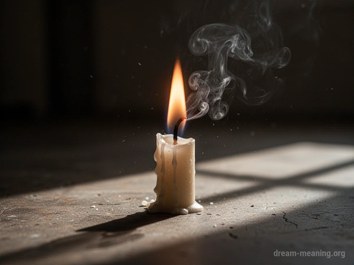 A candle flame being blown out by air.