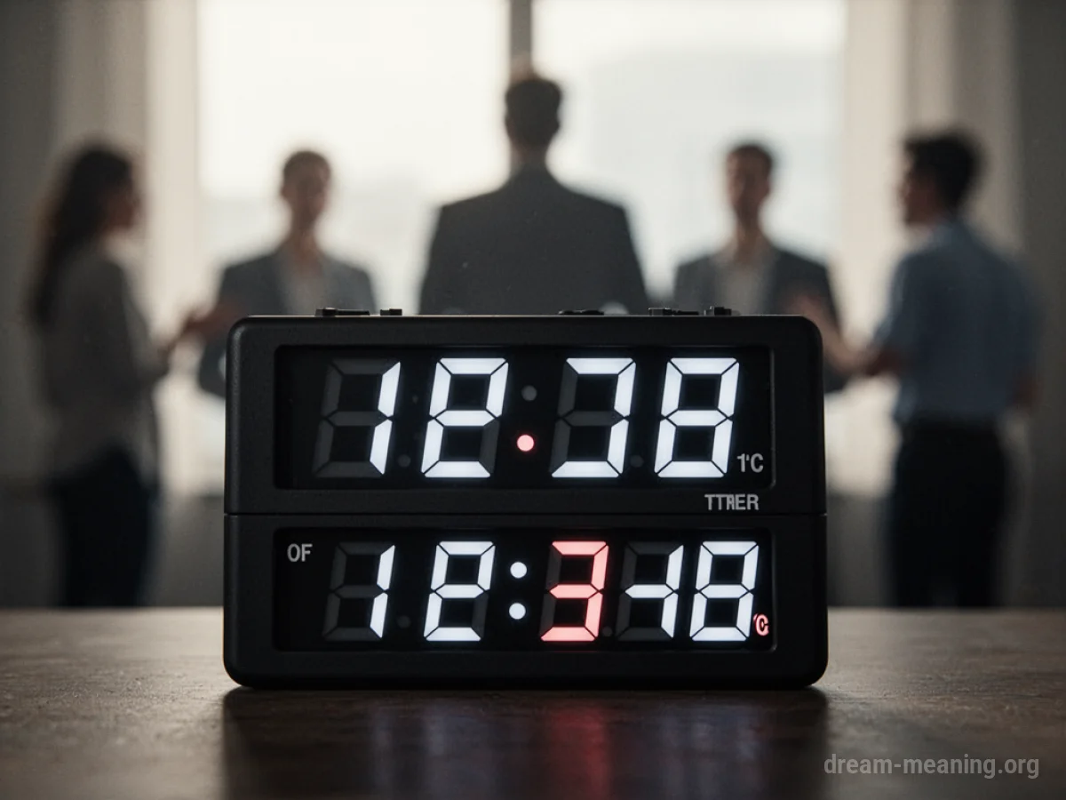 A digital timer with numbers counting down.