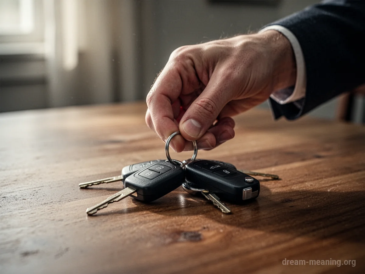 A hand reaching to take car keys.