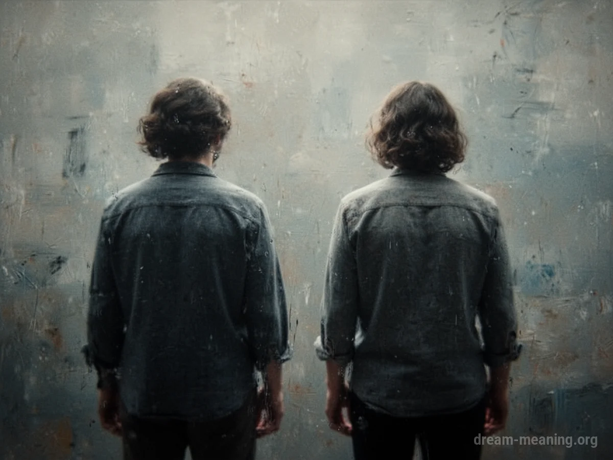 Two indistinct figures standing with their backs to the viewer.